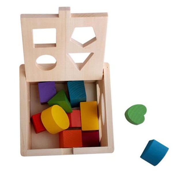 Træ Stikprop Cube Baby og Toddler Legetøjs Cube Puslespil Stikprop Box, KLB