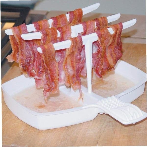 Mikrovågsugnshållare för bacon, spisbricka för matlagning, bar, krispig