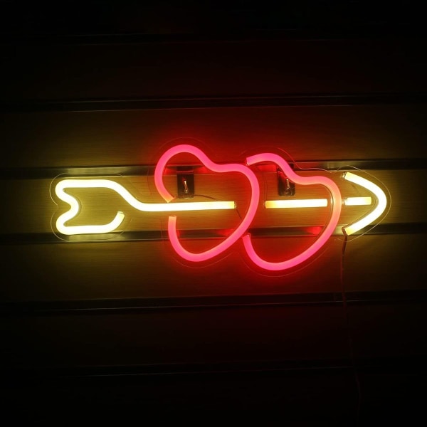 LED neonskilt Amor, rødt hjerte, neonvegg KLB