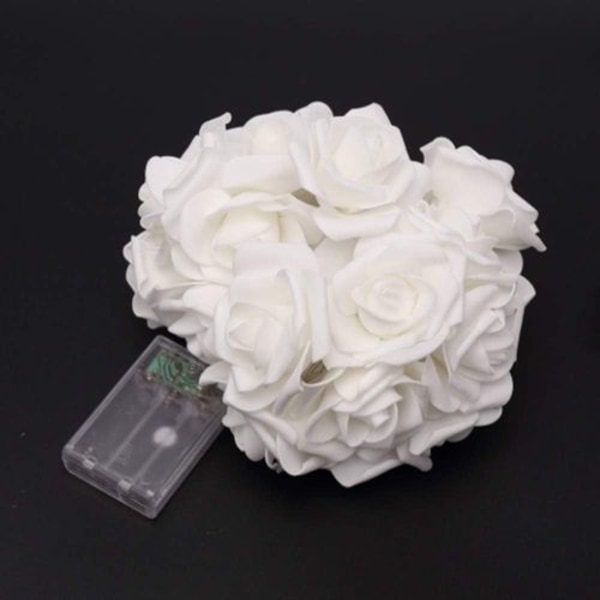 LED-lysrekke med roser, LED-lysrekke med kunstige rosa roser, varm hvit
