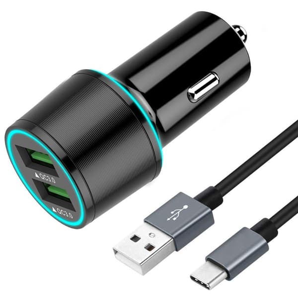 Hurtig USB-C-biloplader kompatibel med Samsung Galaxy KLB