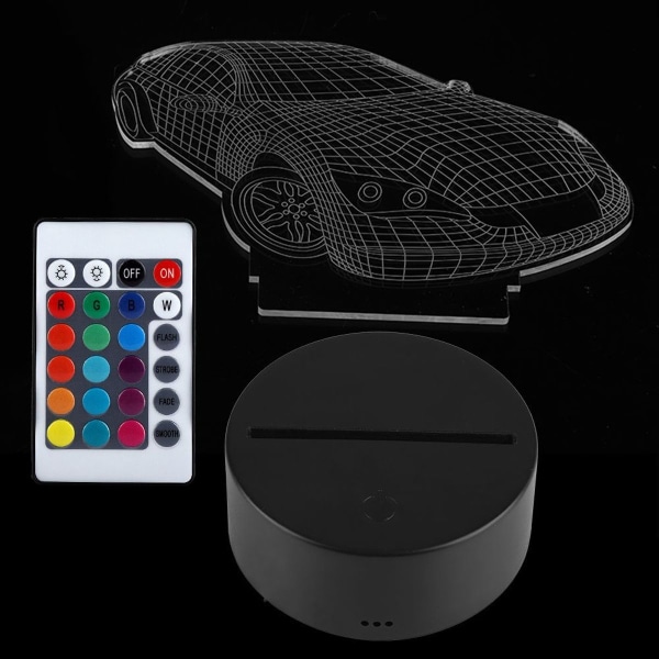 4.5V USB 3D Visuell Bil Nattlampa 7 Färger Touch Desk KLB