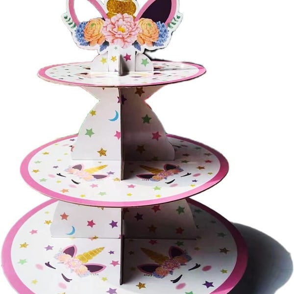 Kakkunäyttöhylly, Unicorn Cupcake -hylly, 3-kerroksinen kakkunäyttö