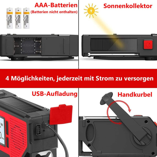 Solar Radio, AONCO AM/FM Crank Radio Portable USB Rechargeable Emergency Radio