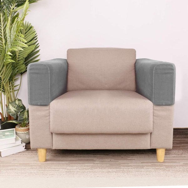 Stol Armlenetrekk Sofa Armlenetrekk Elastisk Armlenestoltrekk Hjemmekontor Recliner Sofa Trekk Sofa Beskytter Stoff for To Personer 2 Stykker(Grå