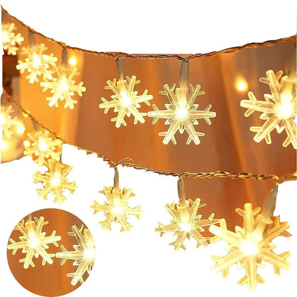 Snöflinga ljusslinga 10m 80 LED jul batteridrivna ljusslinga inomhus KLB