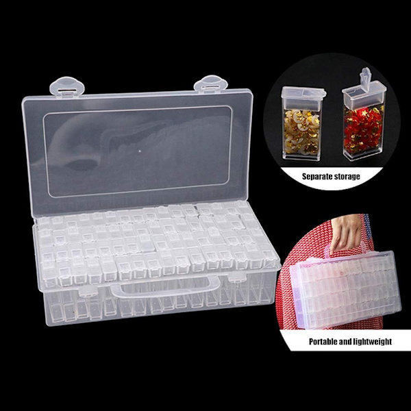 LAKIND 64 roms diamantbroderi sorteringboks i robust oppbevaringsboks