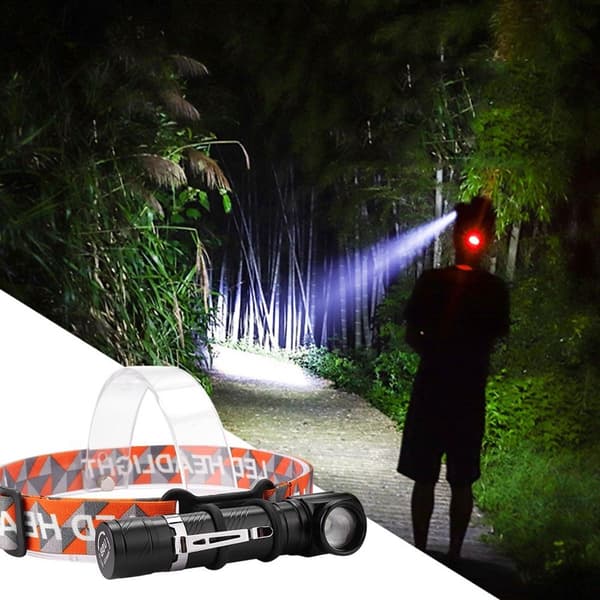 USB-oppladbar hodelykt, vanntett LED-hodelykt KLB