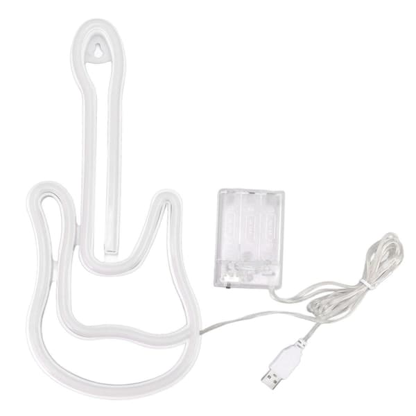 Gitarr neon skylt, färgglad, USB batteridriven, förborrade hål KLB