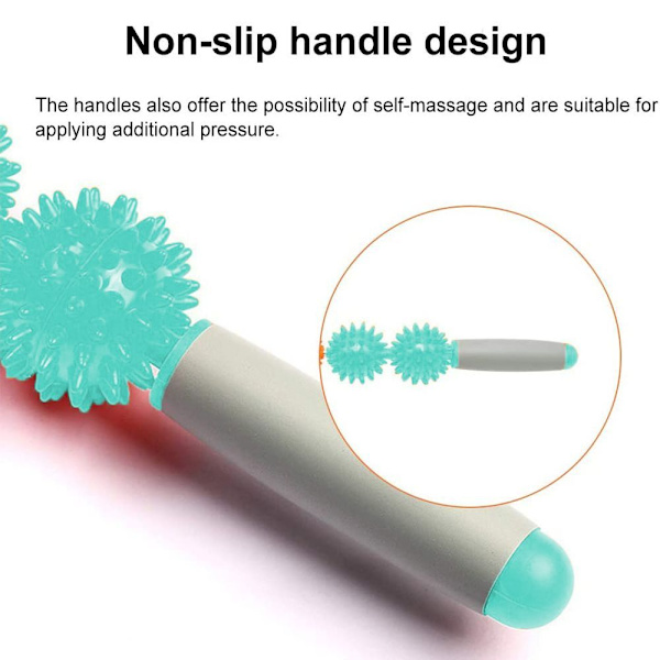Fasciemassasjevals for cellulitter, muskelvalsestang, fettfrigivelse, grønn, tre kuler