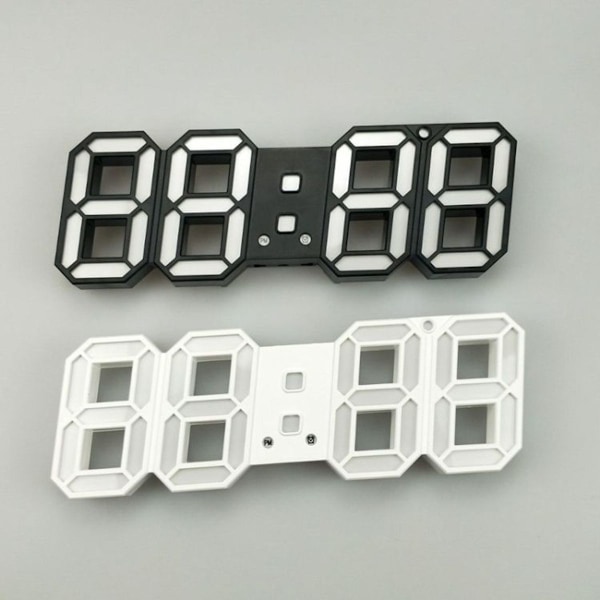 6609 3D Stereo LED-väckarklocka Vardagsrum 3D Väggklocka-Blå