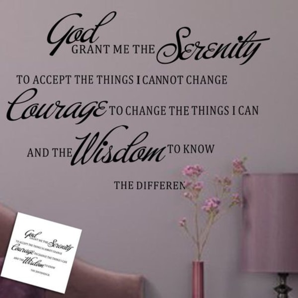 Grant ME The Serenity Prayer Bibel Kunst Citat Vinyl Vægsticker Dekoration