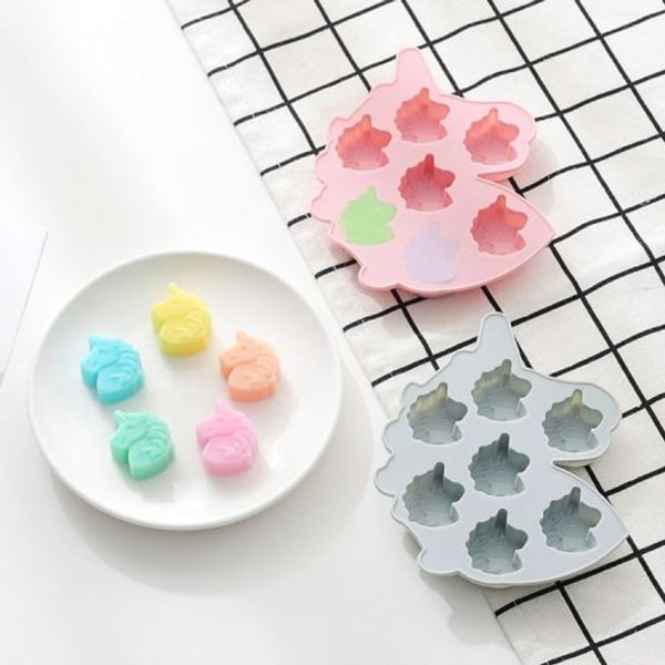 4 stk. Enhjørning Pony Chokolade Candy Kage Bageform Silikoneform Farver w