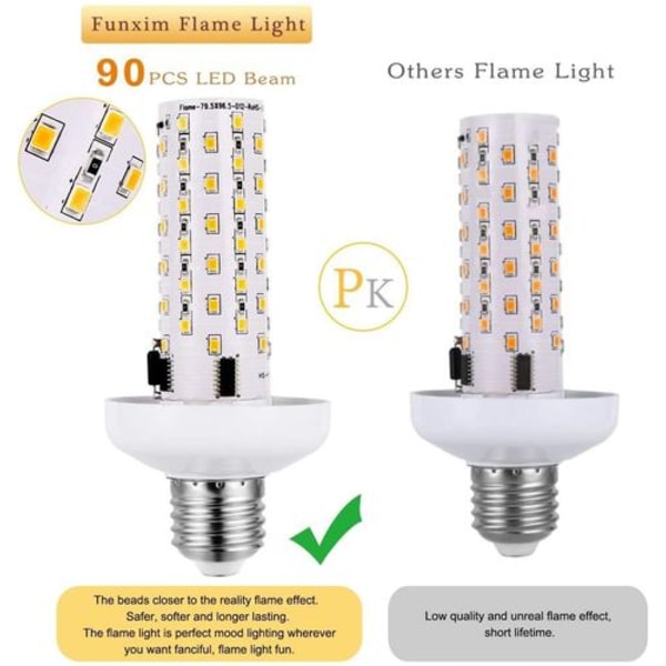 LED Flamme Lyspære Flamme Lampe 9W E27 Sokkel Flimrende Flamme