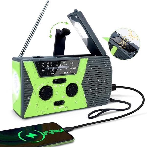 Crank Radio Solar Radio AM FM, Crank Radio World Receiver, Emergency Radio, USB