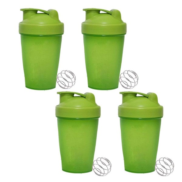 4-Pack] 20 unssin shaker-pullo vispiläpalloilla, vihreä mukana