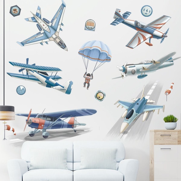 Vintage lentokoneiden kuori ja kiinni seinätarrat - lentokoneen seinätarrat KLB