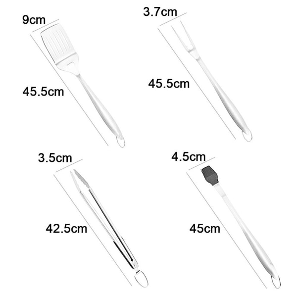 Grillsett, kraftig grilltilbehør - Grillverktøysett, 4 deler - Gaver