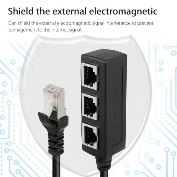 RJ45 LAN Ethernet 1 til 3 Port Splitter Kabel Nettverk Cat5 Cat6 Adapter Socket