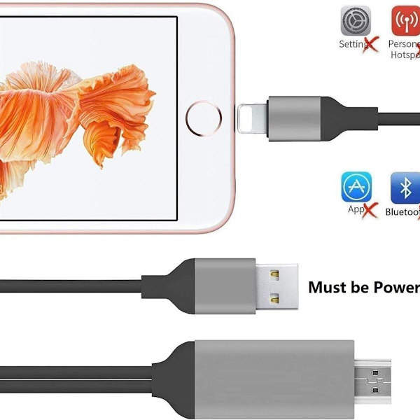 Apple MFi-certificeret] Lightning til HDMI-kabeladapter Sort