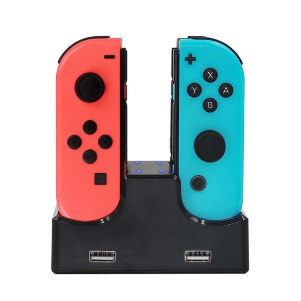Nintendo Switch-lader med håndtak ladestasjon - 4 i 1, USB-kabel, 2 USB-porter KLB