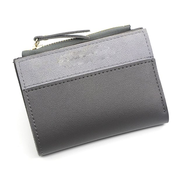 Liten lommebok for kvinner, slankt bifold frontlomme i skinn for kvinner, grå