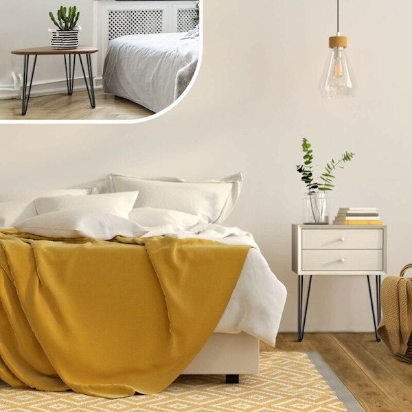 4 stk. DIY pinneben - bordben - stolben med 4 benbeskyttere - krom H30CM-3 stenger KLB