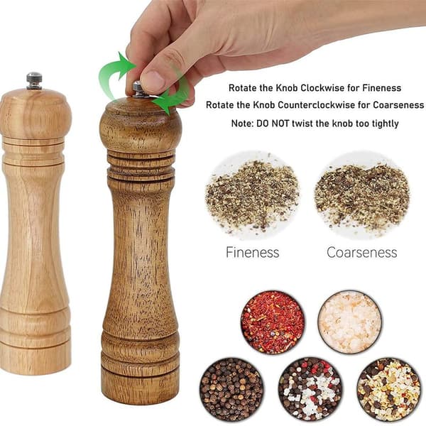 Pepperkvern, salt- og pepperkvernsett, eiketre pepper, 26,6 cm