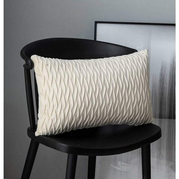 Fløjls pudebetræk 30x50cm til stue sofa, sæt med 4 ensfarvede firkantede pudebetræk soveværelse dekoration, hvid KLB