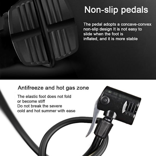 Cykelpump fotpump med tryckmätare 140PSI | Mini bärbar | Röd