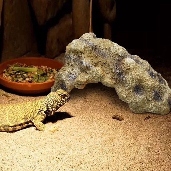 Reptil stein gjemmested hule, Gecko gjemmested landskap stein, Gjemme øgle eremittkrabbe slange gjemmested, Terrarium habitat dekorasjon(L)