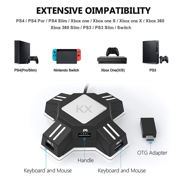 Gamepad til tastatur- og musekonverteradapterbokser kabelkabel for Nintendo