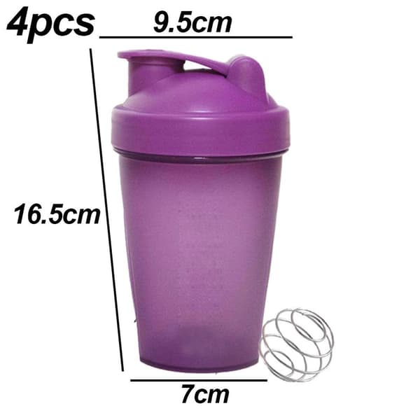 4 pakkausta] 20oz Shaker-pullo vispiläpalloilla, sisältää violetin