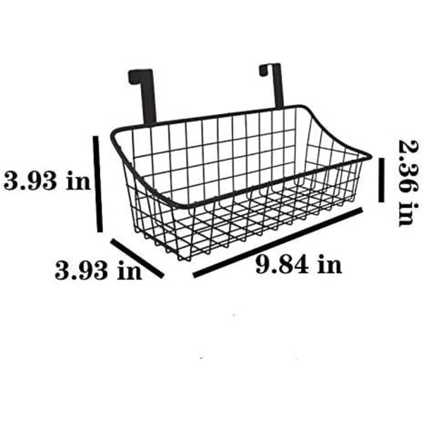 Korg med krok gallerförvaringskorg, häng bakom en dörr eller på en räcke, över skåpsdörren, liten, svart, 4-pack