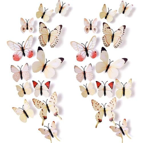 24 stk 3D Levende Spesielle Kunstige Levende Sommerfugl Kunst DIY Dekorasjon