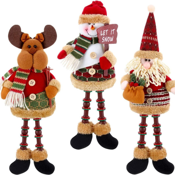 Sittende julenisse, snømann, reinsdyr, juledekorasjon KLB