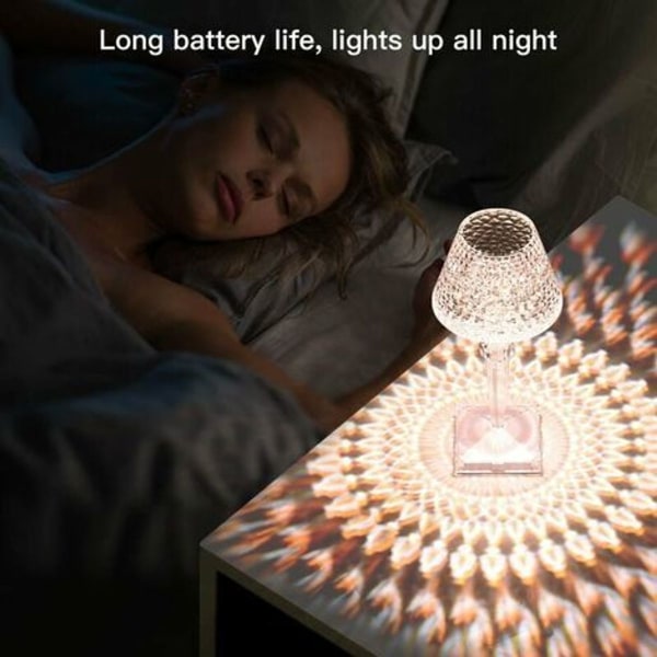 Krystall Touch nattbordslampe, dimbar bordlampe KLB