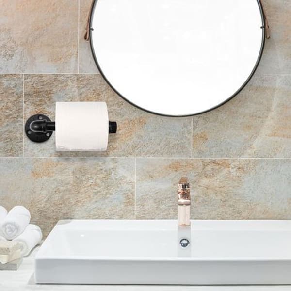 20cm Sort Metalrør Papirrullerholder til Toiletbadeværelse