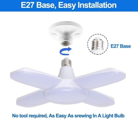 60W LED Garage Lys, E27 6000 Lumen Sikkerhedsloftlys,