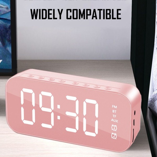 Sovrum/Kontor Väckarklocka Digital Klocka med Bluetooth Rosa