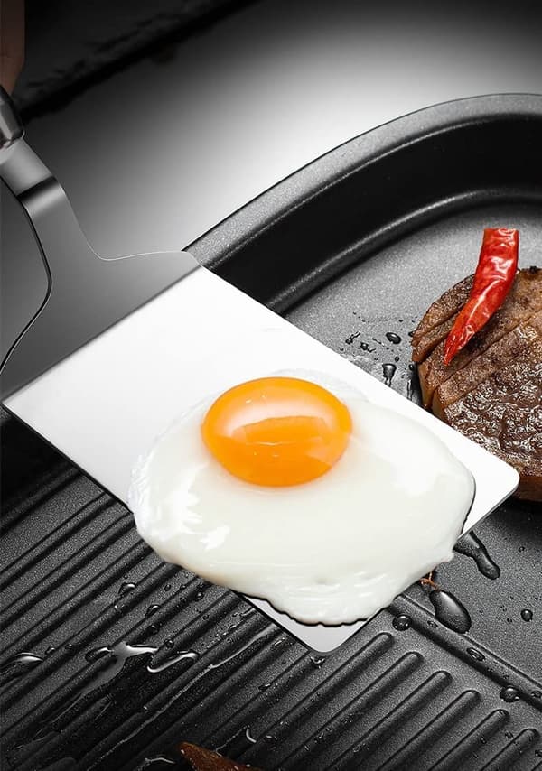 Profesjonell stekespade/skrape, rustfritt stål stekespade, grilltilbehør, hamburger stekespade, pannekakespade, ideell for B-