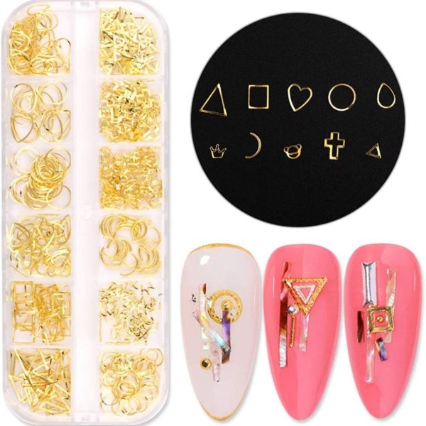 3D Nail Art Metall Charms Stud Øredobber Juveler Klistremerker Dekorasjoner Tilbehør 80 KLB