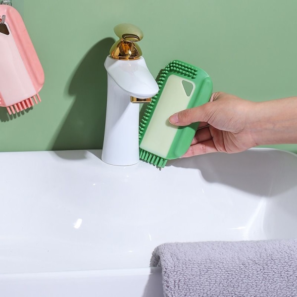 2 stk Rengøringsbørste Badeværelsesvask Counter Wipe Glas Rensebørste Højkvalitets silikone hængende spejl Afdugning vask Wiper Grøn
