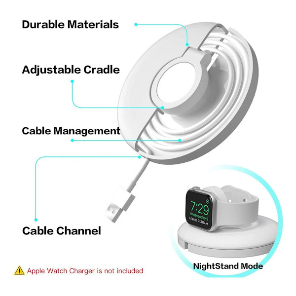 Apple Watch laddningsstation Pop-up kabelhanteringsstativ Vit