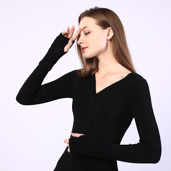 Par Womens Vinter Arm Varmer Varme Fingerløse Handsker Hånd Hækle Kombination 4 KLB