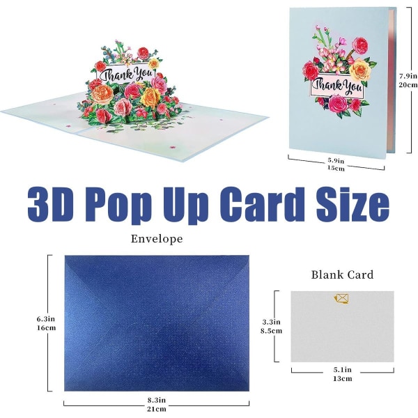 3D kiitos Pop Up -kortti, opettajan kiitoskortti, äitienpäiväkimppu KLB