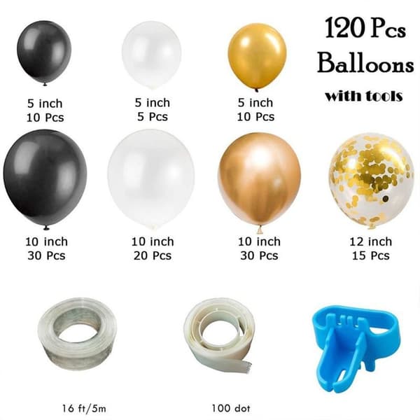 Sort og guld ballonbue guirlande sæt til Halloween