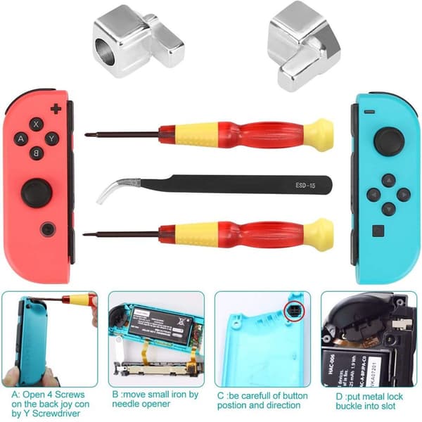 3D Analog Joystick Thumb Sticks Udskiftning til Nintendo Switch, Skruetrækker