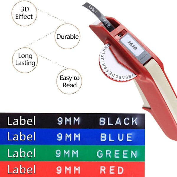 Alternativ Dymo präglingstejp 3D självhäftande neonrosa/orange/grön/guld/silver