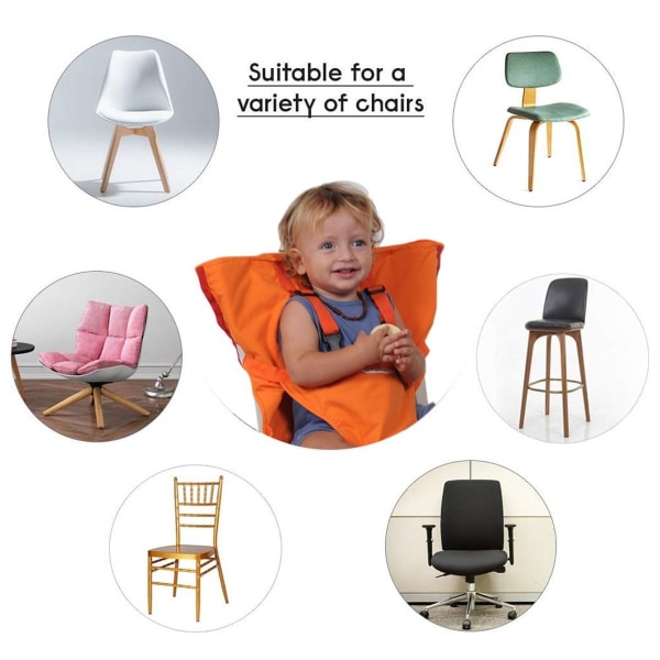Bærbar justerbar babymatstolrem er en must-have oransje KLB